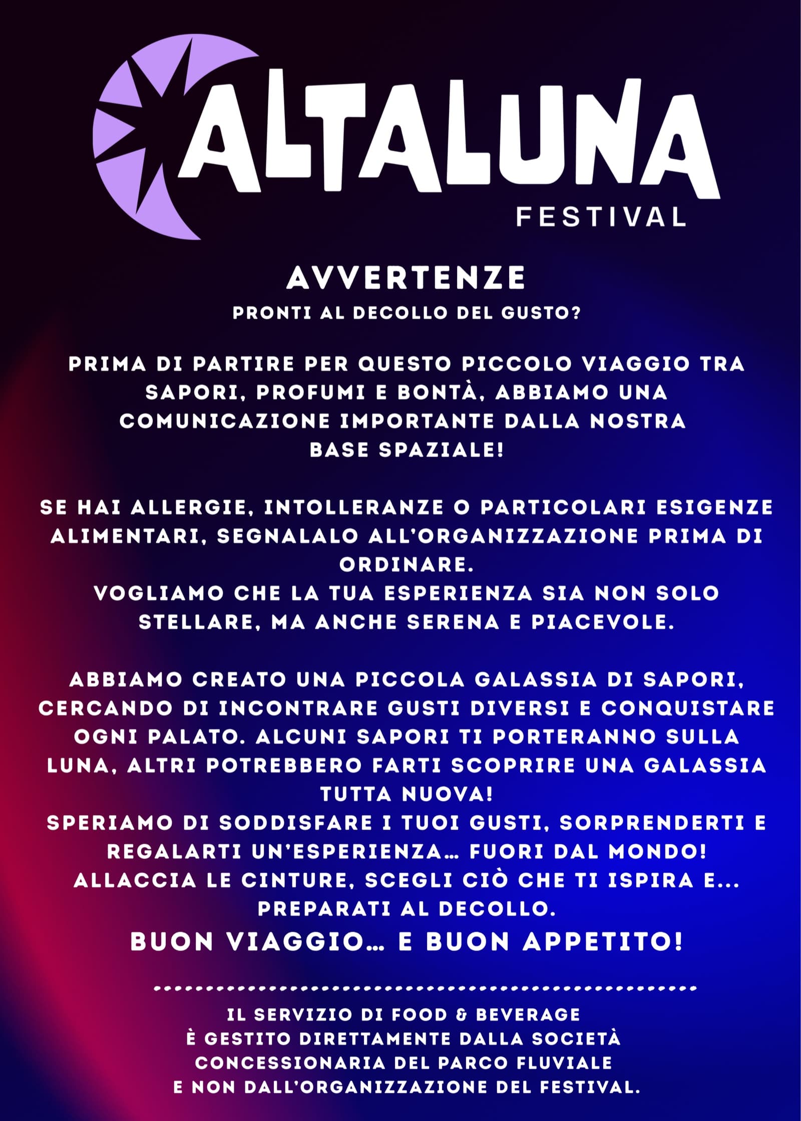 Avvertenze: per allergie, intolleranze o particolari esigenze alimentari, segnalalo prima di ordinare.
